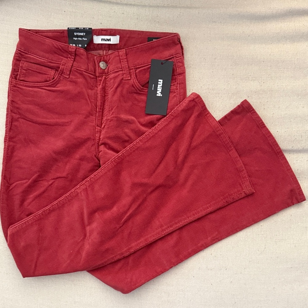 Mavi Women's High Rise Corduroy Jeans in Red